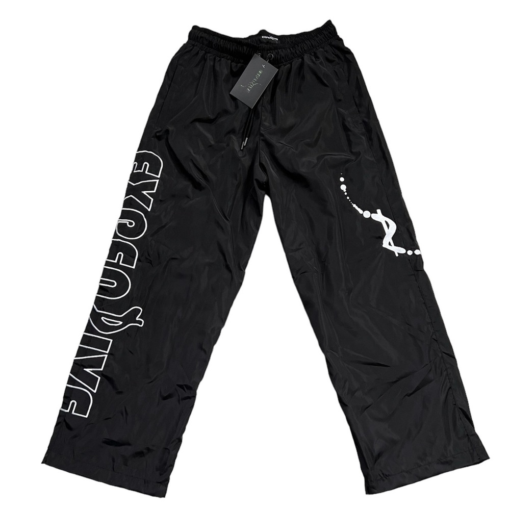 EXPENZIVE TASTE BLACK NYLON TRACK PANTS